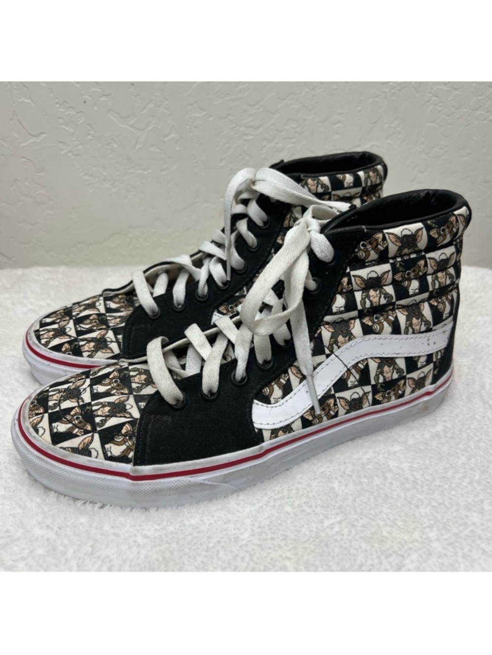 Vans x Gremlins Colab Custom Checkered Gizmo Gremlin Sk8 Hi Tops Size 7